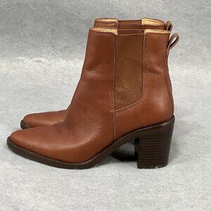 Madewell Ankle Chelsea Boots Leather Block Heel Brown Sz 8‎ Western Casual